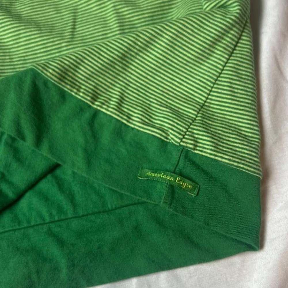 2000s American Eagle Green Micro Striped Halter Top - Picture 2 of 5